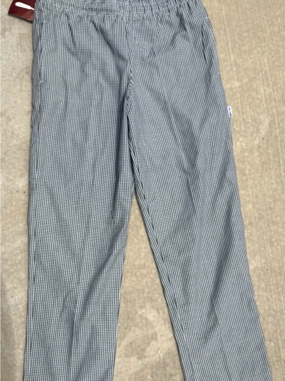 Chef Works Baggies Checkered Baggy Chef Pants Drawstring Elastic Waist Men’s NWT